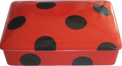 Porcelain Polka Dot Card Box w/Cards - The Emporium Ltd. - Red