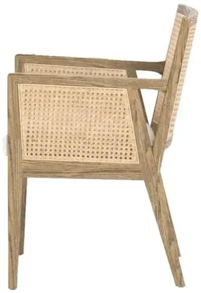 Aimee Cane Dining Armchair - Natural/Flax - Beige