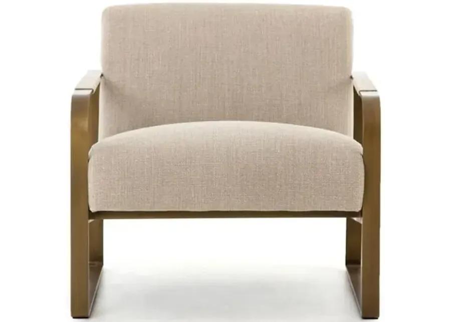 Sienna Brass Chair - Stonewash Linen - Beige