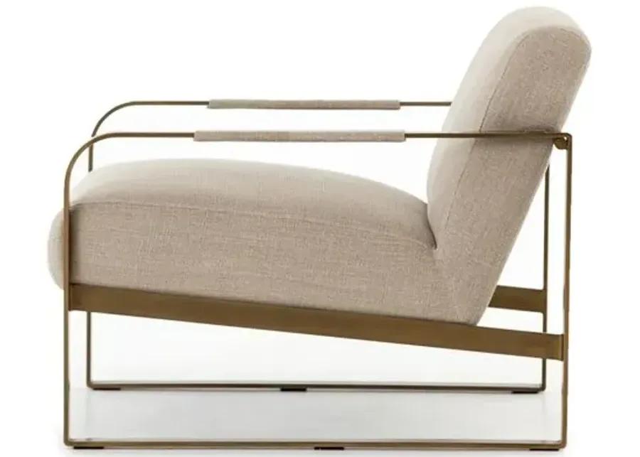 Sienna Brass Chair - Stonewash Linen - Beige