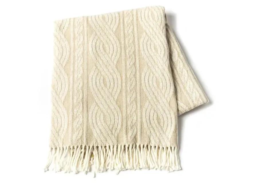 Ava Beige Throw - Beige, Fringed