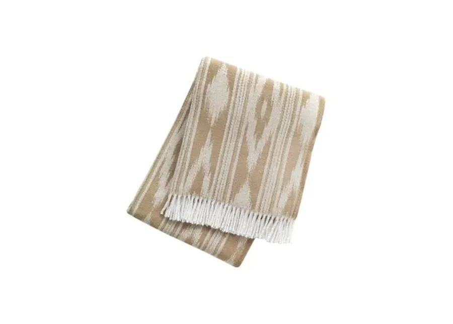 Georgie Ikat Throw - Stone, Fringed