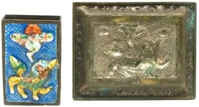 Cloisonne Ashtray & Matchbox HolderC1900 - Chez Vous - Blue