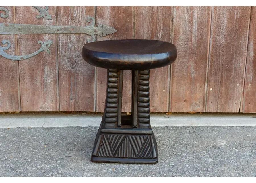 Cameroon Carved Tribal Milk Stool - de-cor - brown