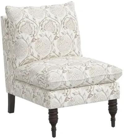 Daphne Slipper Chair - Ranjit Floral - Brown