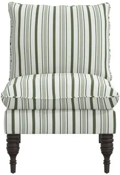 Daphne Slipper Chair - Luli Stripe - Green