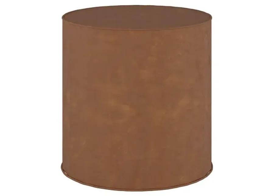 Harper Round Ottoman - Faux Leather - Brown