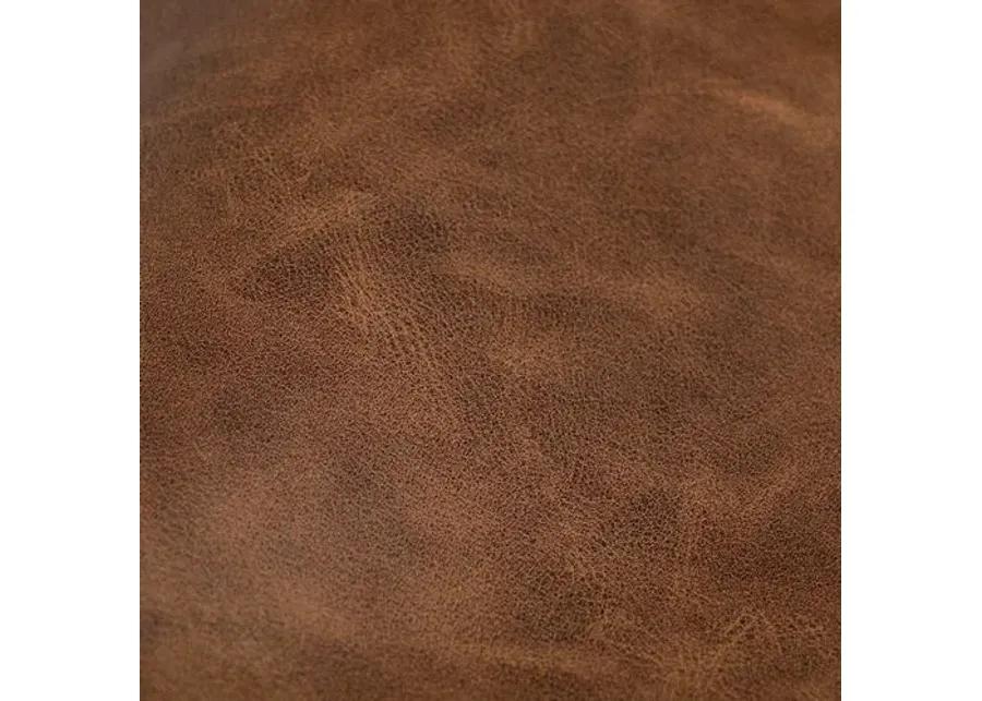 Harper Round Ottoman - Faux Leather - Brown