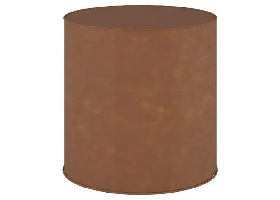 Harper Round Ottoman - Faux Leather - Brown