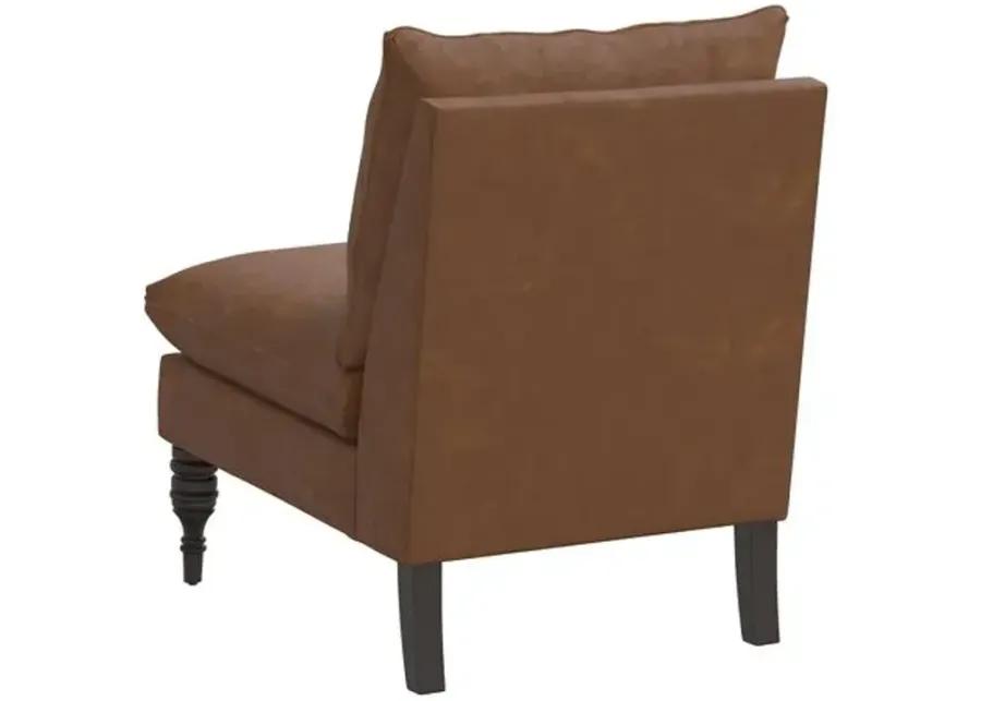 Daphne Slipper Chair - Faux Leather - Brown