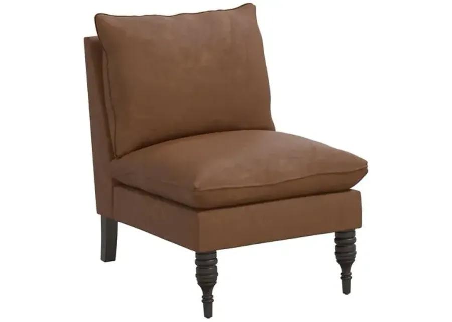 Daphne Slipper Chair - Faux Leather - Brown