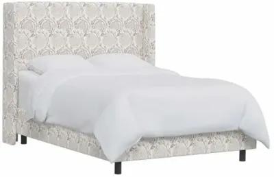 Kelly Wingback Bed - Ranjit Floral - Handcrafted - Brown, Mattress, Box Spring Required