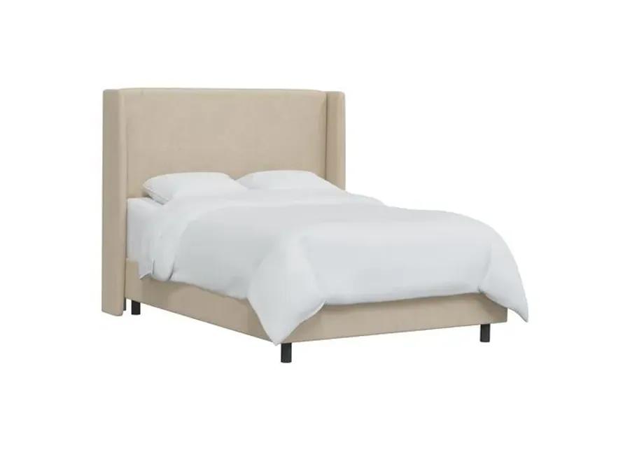 Kelly Faux Leather Wingback Bed - Beige, Mattress, Box Spring Required, Comfortable, Durable