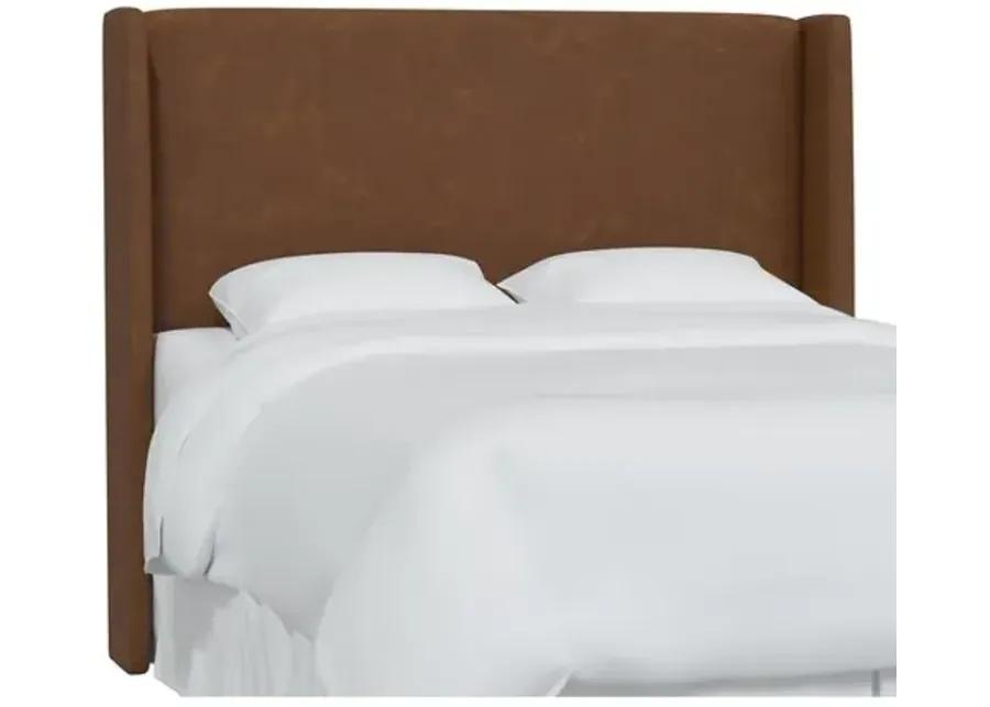 Kelly Faux Leather Wingback Headboard - Brown