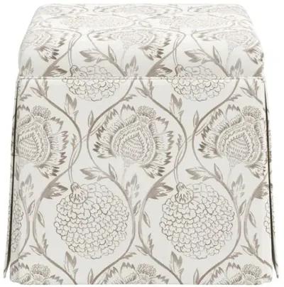 Anne Skirted Ottoman - Ranjit Floral - Brown