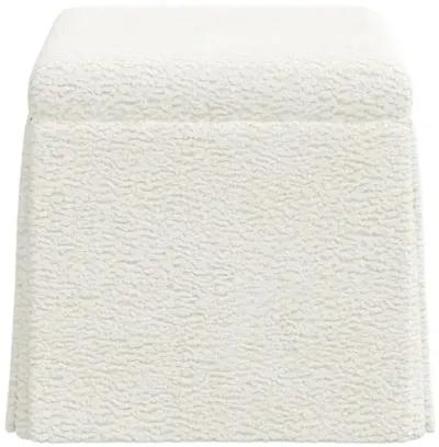 Anne Skirted Ottoman - Sheepskin - Ivory