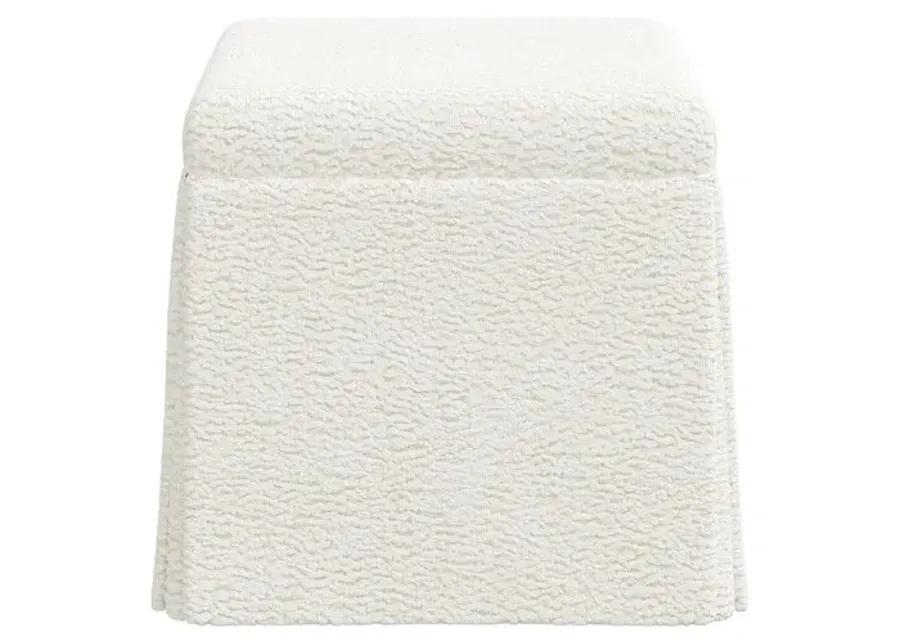 Anne Skirted Ottoman - Sheepskin - Ivory