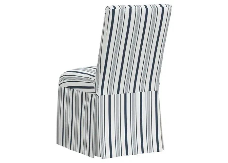 Owen Slipcover Side Chair - Luli Stripe - Blue