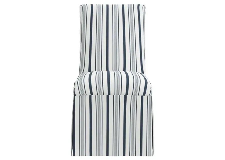 Owen Slipcover Side Chair - Luli Stripe - Blue