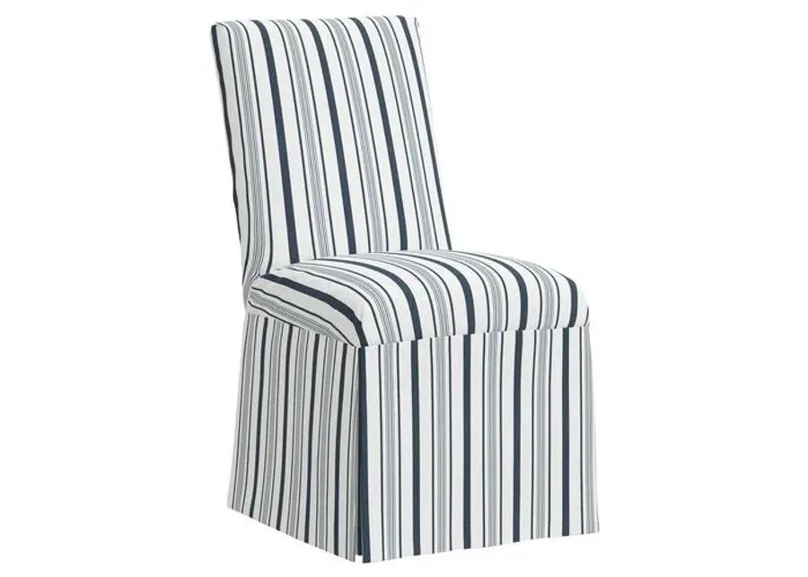 Owen Slipcover Side Chair - Luli Stripe - Blue