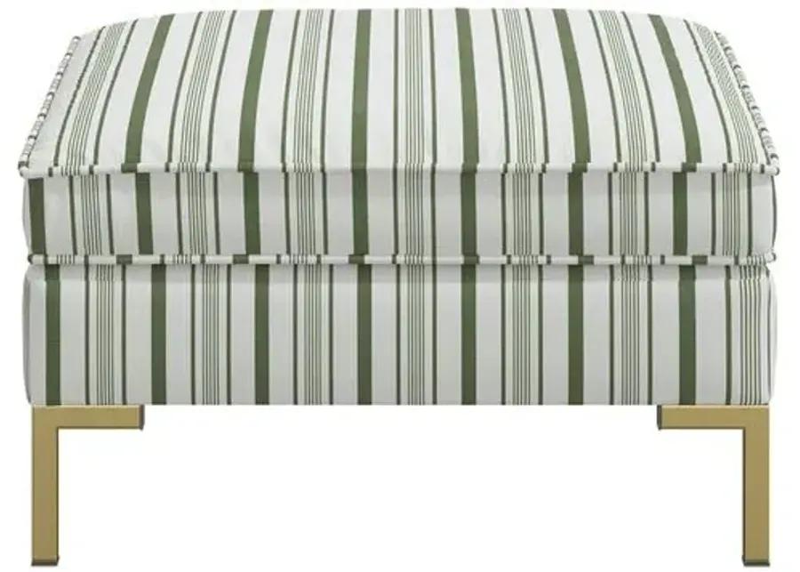 Marceau Ottoman - Luli Stripe Moss - Green