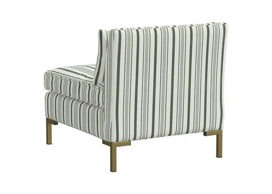 Marceau Slipper Chair - Luli Stripe Moss - Green