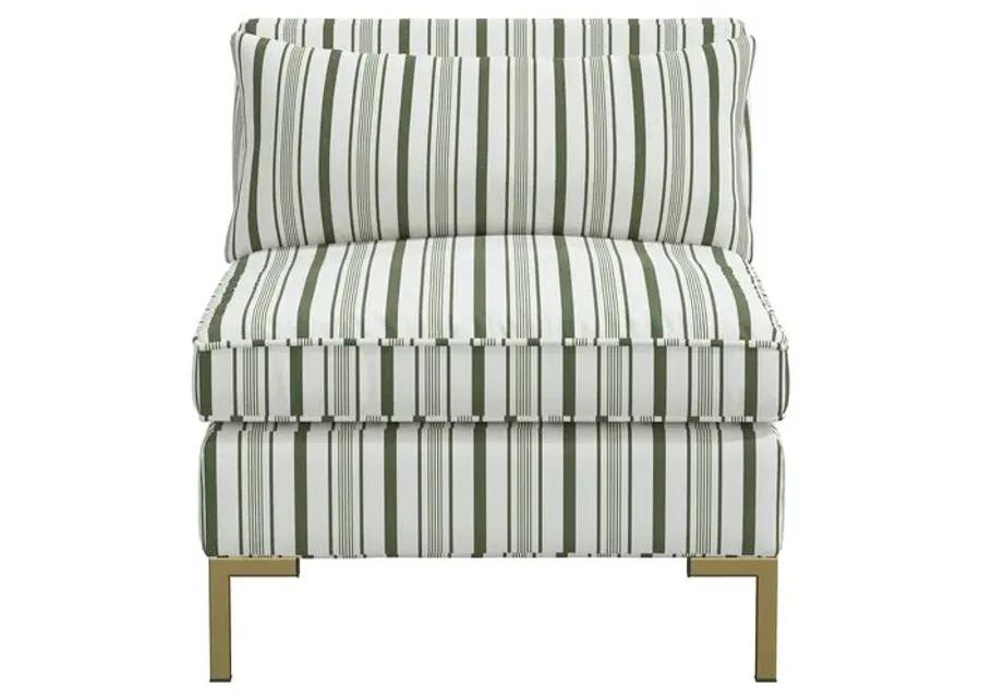 Marceau Slipper Chair - Luli Stripe Moss - Green