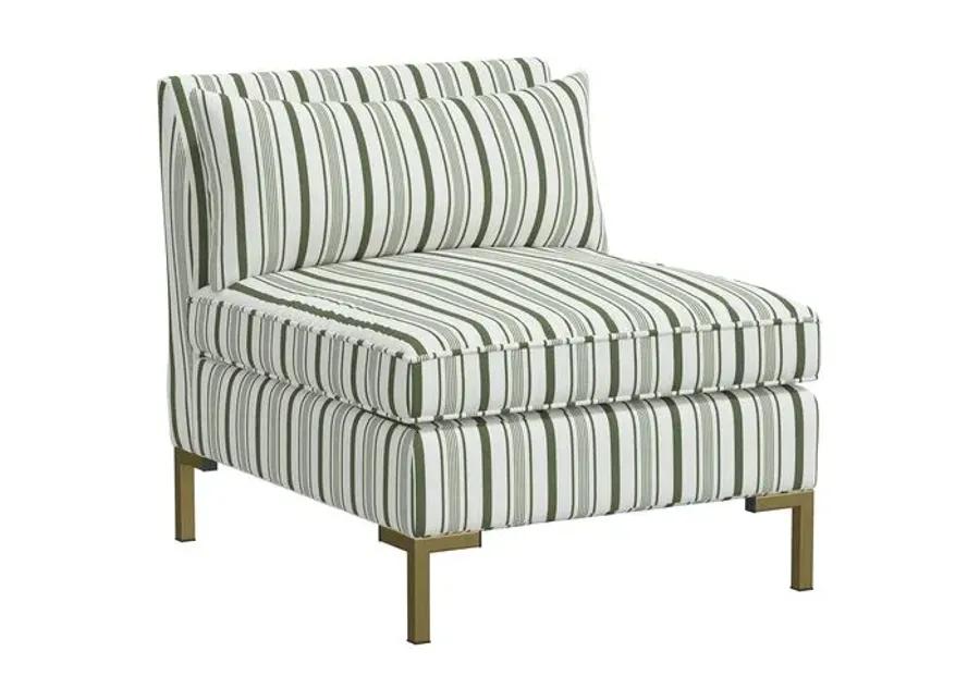 Marceau Slipper Chair - Luli Stripe Moss - Green