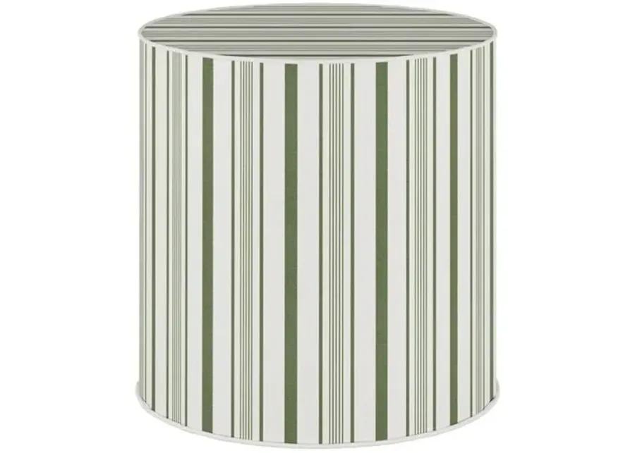 Harper Round Ottoman - Luli Stripe - Green