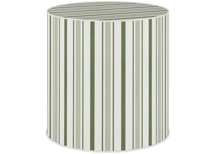 Harper Round Ottoman - Luli Stripe - Green