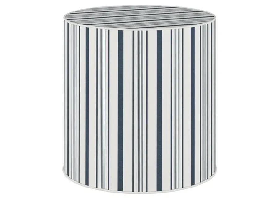 Harper Round Ottoman - Luli Stripe - Blue