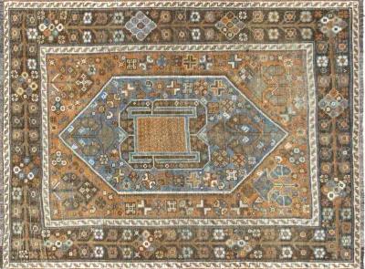 1920s Persian Shiraz Rug - 3'11" x 5'2" - Nalbandian - Brown - Brown