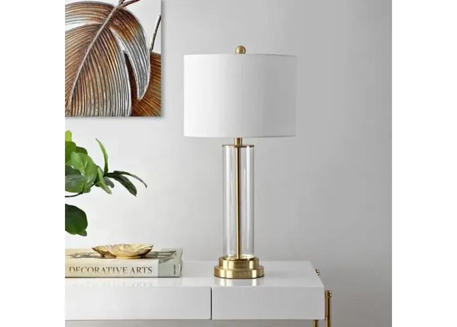 Olivia Glass Table Lamp - White/Gold