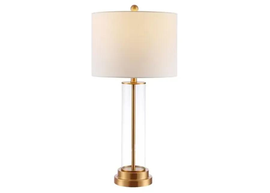 Olivia Glass Table Lamp - White/Gold