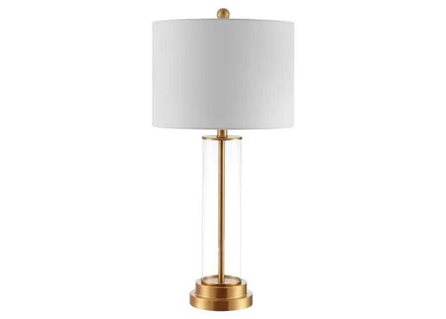 Olivia Glass Table Lamp - White/Gold