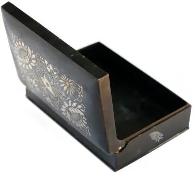 Antique India Pewter Box Sterling Inlaid - Fleur de Lex Antiques - Brown