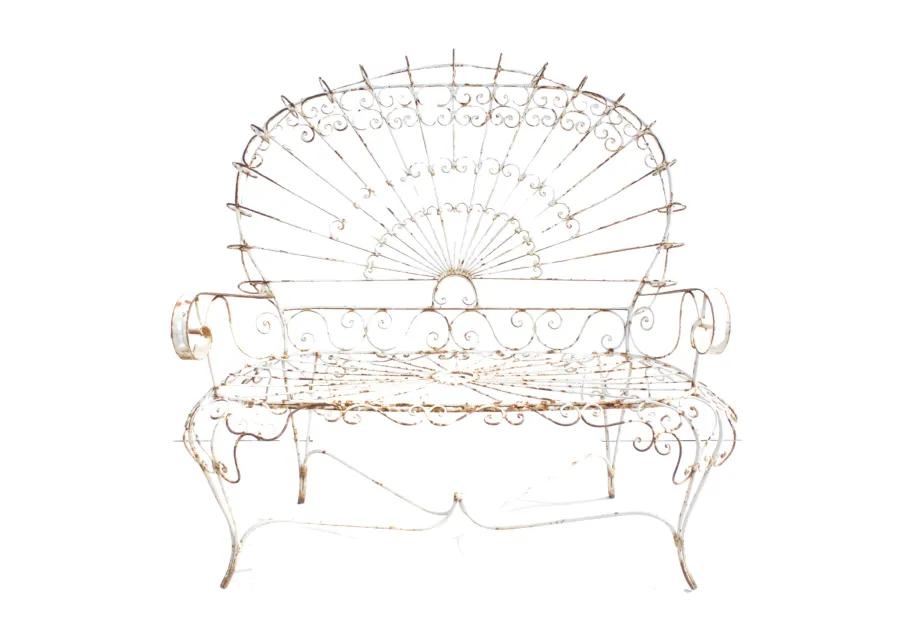 Salterini Iron Peacock Outdoor Bench - G3Q Designs - White