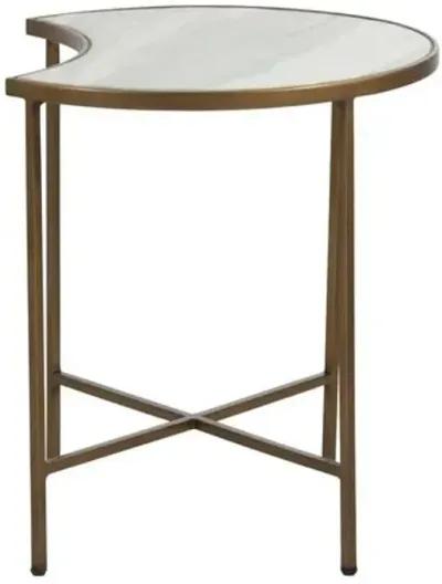 Sibyl Moon Marble Side Table - Green/Brass - Gabby