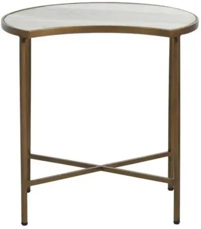 Sibyl Moon Marble Side Table - Green/Brass - Gabby