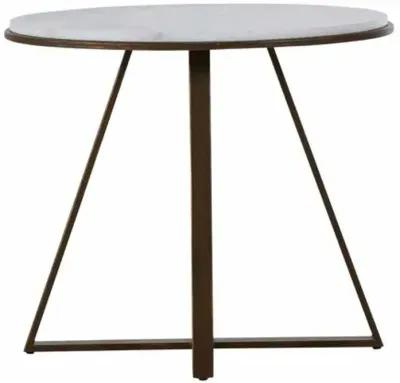 Rylan Side Table - Copper/White Marble - Gabby - Brown