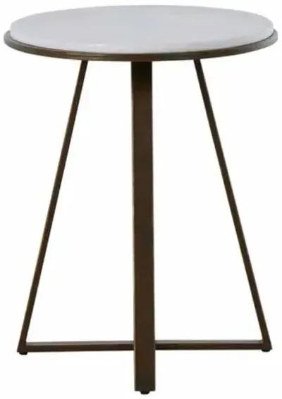 Rylan Side Table - Copper/White Marble - Gabby - Brown