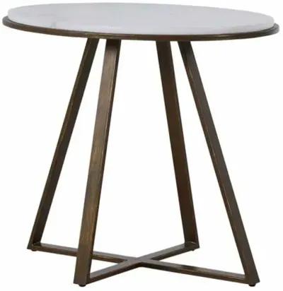 Rylan Side Table - Copper/White Marble - Gabby - Brown