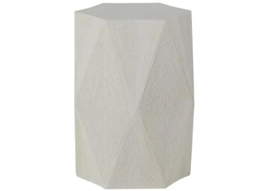 Albany Side Table - White Cast Stone - Gabby