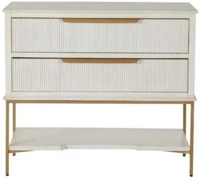 Riggs Nightstand - Sesame White/Satin Gold - Gabby