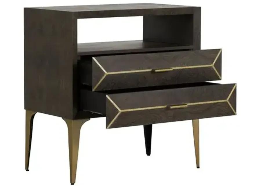 Westville Nightstand - Ash Gray/Satin Brass - Gabby