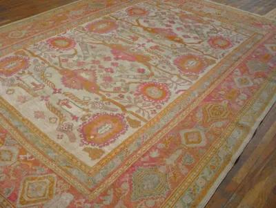 19th Century Turkish Oushak 10'6 x 13'8" - Orange