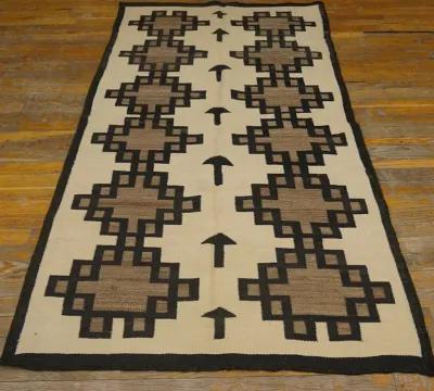 American Navajo Rug 6'2" x 3'2" - Black - Black