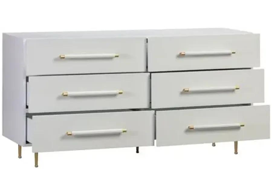 Aria 6-Drawer Dresser - White/Gold