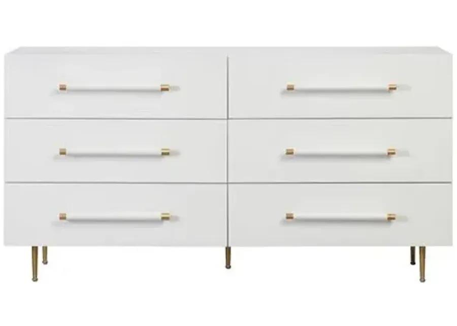 Aria 6-Drawer Dresser - White/Gold