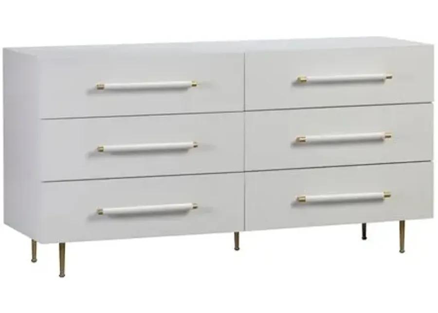 Aria 6-Drawer Dresser - White/Gold